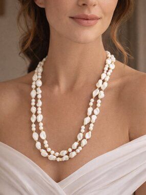 Trifari White Lucite Double Strand Necklace